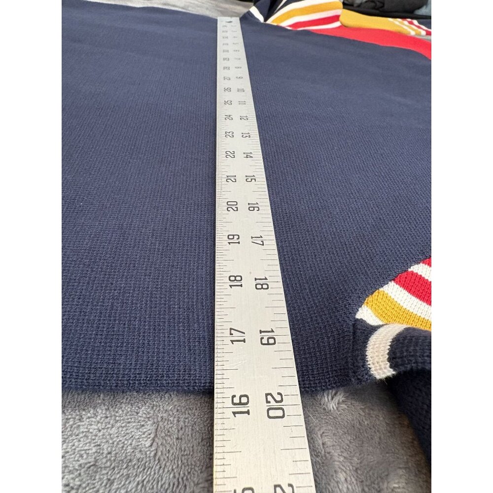 NWT J.Crew Men's Milano-Stitch Striped Sleeve Ski Sweater S Navy Red Yellow - Picture 8 of 10